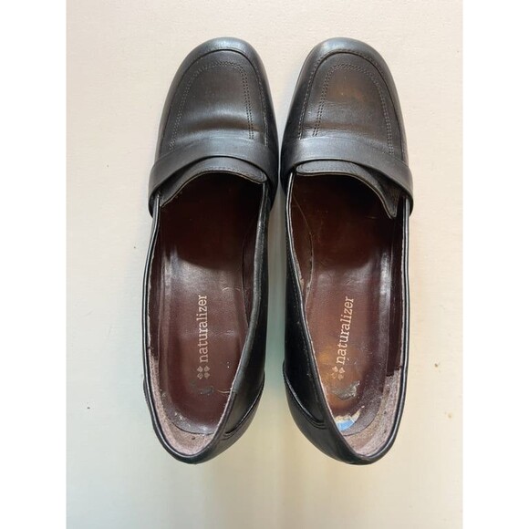 Naturalizer Leather Heeled Loafers Women’s 7.5 Slip-On Comfort Dress Shoes - Picture 2 of 7